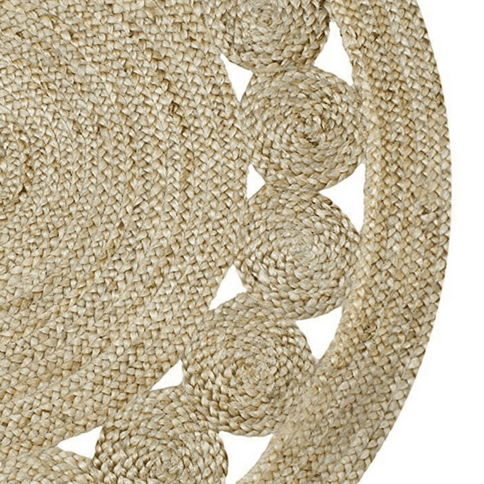 Jaipur Art And Craft Ecofriendly 100x100 cm (3.33 x 3.33 Square feet) Beige Round Jute Area Rug