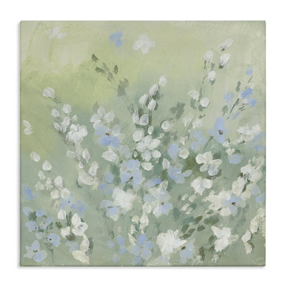 Stupell Industries Wispy Willows White Wildflowers Floral & Botanical Painting Wrapped Canvas Art Print Wall Art, 17 x 17