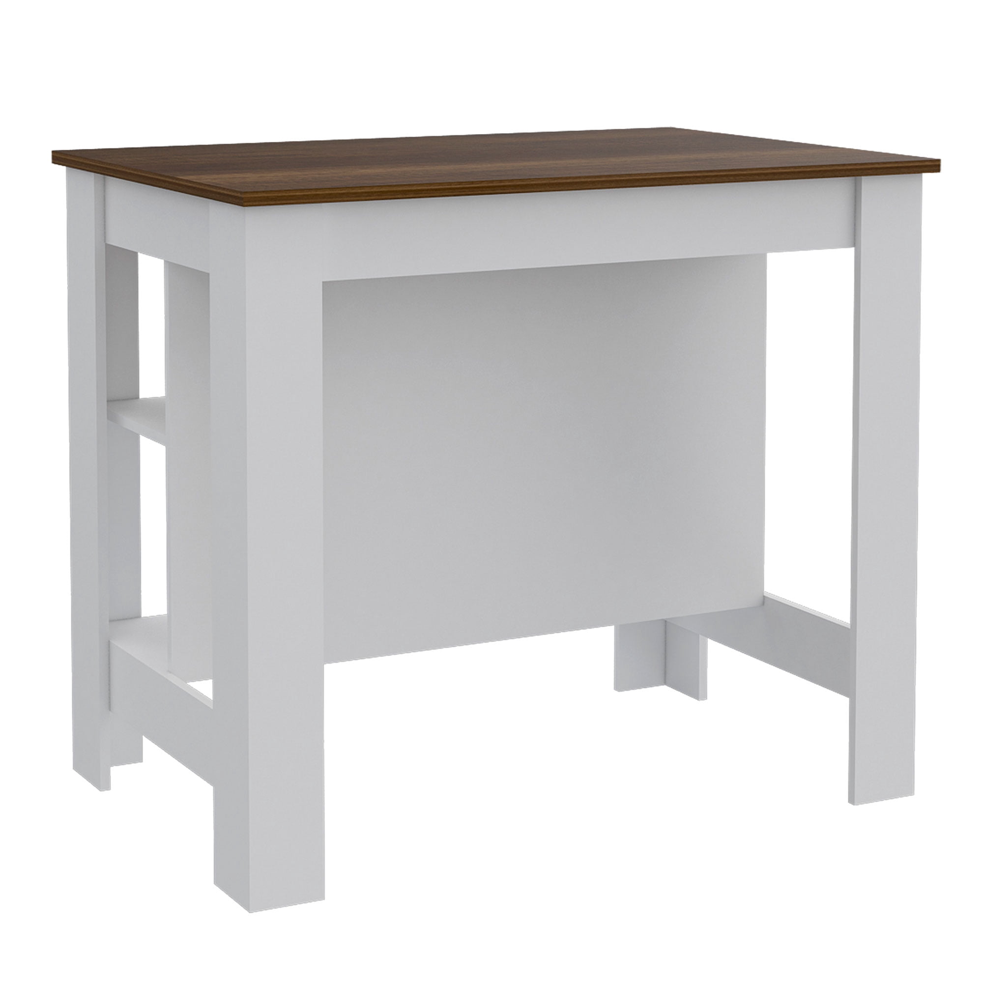 TUHOME Cala Spacious Wooden Top Kitchen Island w/3 Shelves, White & Caramel