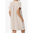 thumbnail image 4 of Robe Mini Babydoll en Gaze de Coton à Manches Courtes Col en V Décontractée pour Femmes, 4 of 7
