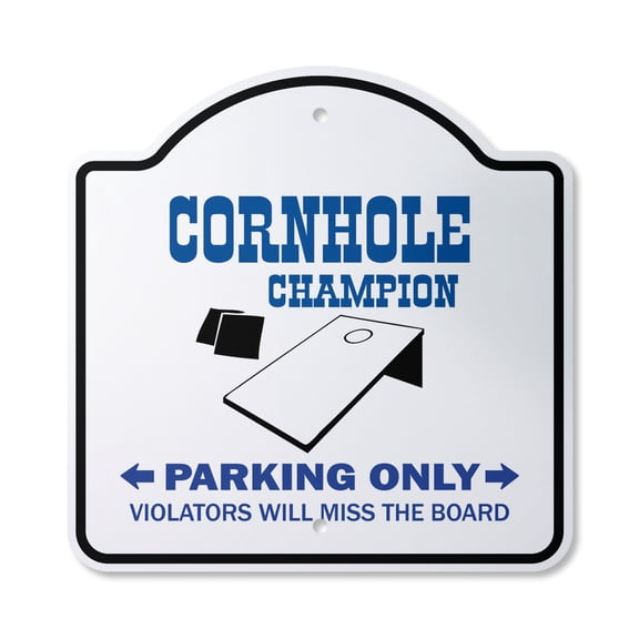 Cornhole Champion Parking 12" X 12" Sign | Indoor/Outdoor Plastic | SignMission Designer Board Bag Team Game Bean Bag to Score Corn Hole Novelty Gift Funny Joke Gag Road Garage