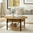 thumbnail image 2 of GUNAITO Table Basse Ron avec Plateau Relevable et Rangement, Style Ferme Moderne, Petite Table Ronde pour Salon, Brun Clair, 2 of 5