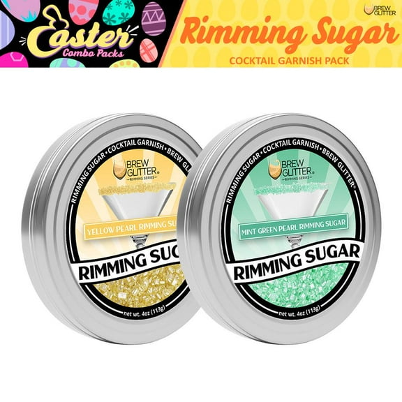 Brew Glitter - Rimming Sugar Easter Full Bloom 2 Pack (4oz each) for Cocktails, Mocktails, Beer and Soda!