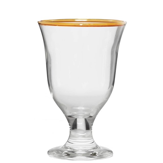 Classic Touch 14 K Rim Short Stem Crystal Clear Wine Glasses, 2 Set
