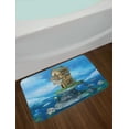 thumbnail image 2 of Cartoon Bath Mat, Fantasy Fisherman House Fairytale Underwater Life Fishes Coral Cloudy Sky, Non-Slip Plush Mat Bathroom Kitchen Laundry Room Decor, 29.5 X 17.5 Inches, Blue Brown Green, Ambesonne, 2 of 2