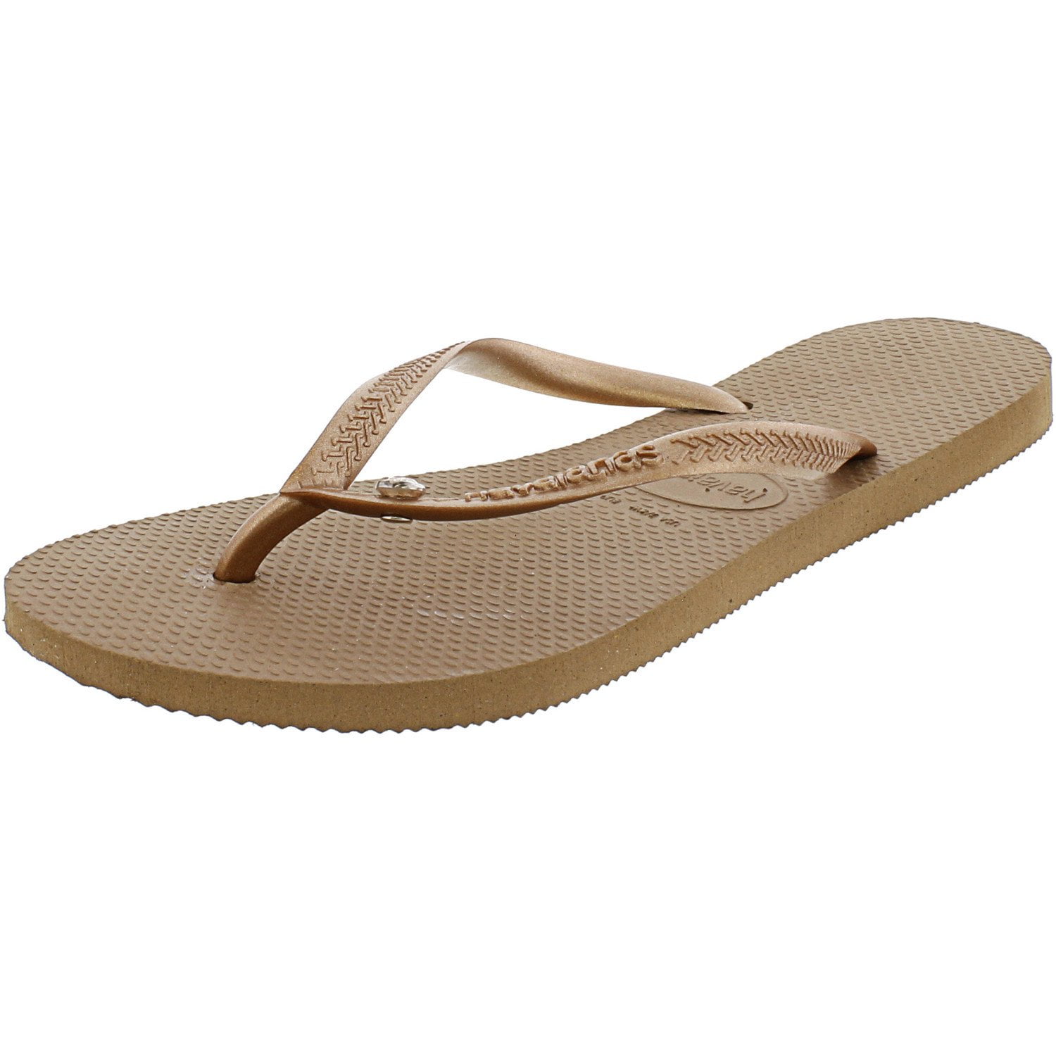 gold rubber flip flops