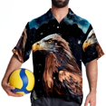thumbnail image 4 of Starry bird Men's Short Sleeve Beach Shirts Poplin Spread Collar Tops Casual Printed Button Down Summer Unisex, 4 of 6