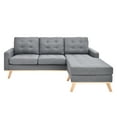 thumbnail image 3 of Shelby Collection Mid-Century Modern Polyester Upholstered Stationary Living Room Sectional with Reversible Chaise, Grey, 3 of 12