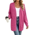 thumbnail image 3 of Liuinsasek Womens Knit Cardigan Sweater Fashion Casual Solid Color Long Length Long Sleeve Top Outerwear Cozy and Soft with Pocket for Fall/Winter Outfits, 3 of 9