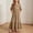 Khaki, variant on Girls Short Sleeve Smocked Summer Ruffle Dresses with 2 Pockets Crew Neck Casual Party Maxi Dress Khaki 5-6 Years