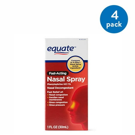 (4 Pack) Equate Fast Acting Nasal Spray Solution, 1 (Best Nasal Spray For Sinus Pressure)