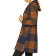 thumbnail image 4 of INSPIRE CHIC Women's Notched Lapel Long Sleeves Double Breasted Plaids Overcoat M Brown, 4 of 8