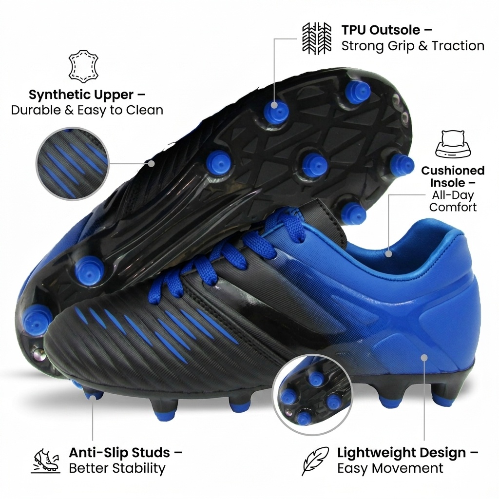 Vizari Liga Firm Ground Soccer Cleats Kids Blue Size 10 photo 3