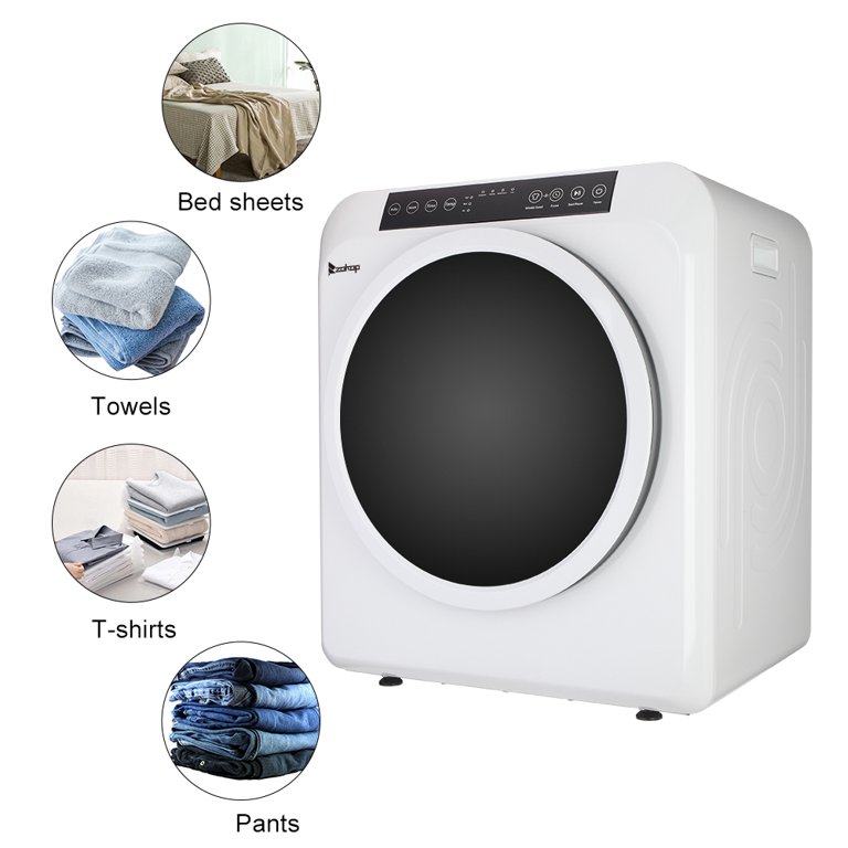 ROVSUN 13.2LB Portable Clothes Dryer, 3.5 Cu.Ft High End Front Load Tumble  Laundry Dryer with LCD Touch Screen, Stainless Steel Tub for Apartment