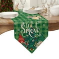 thumbnail image 4 of Table Runner Dresser Scarves Merry Christmas Gnome Xmas Tree Cotton Linen Burlap Table Cover Snowflake on Green Plaid Table Runners for Family Kitchen Dining Holiday Party Banquet Decor, 4 of 5