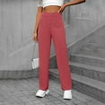 thumbnail image 2 of fatyb Women's Casual Pants Elastic High Waist Yoga Pants Straight Leg Stretch Work Pants with Pockets, 2 of 7