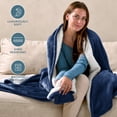 thumbnail image 4 of Bare Home Plush Sherpa Bed Blanket - Fluffy & Soft - Reversible - Lightweight - Full/Queen, Dark Blue, 4 of 10