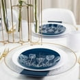 thumbnail image 3 of VeZee 32 Servings 64 Piece Combo Navy & White Tulip Round Plastic Dinnerware Set for Elegant Parties, Weddings, 3 of 5
