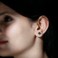 thumbnail image 4 of Rosec Jewels Created Emerald Solitaire Stud Screw Back Earrings for Women - 6 mm Round, 925 Sterling Silver, 4 of 8