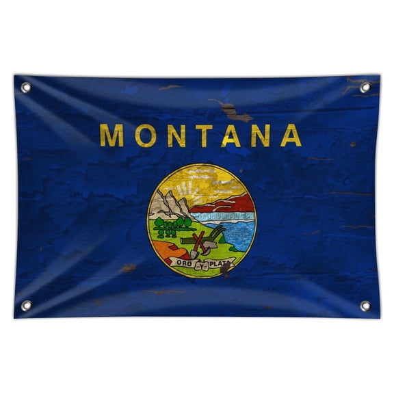 Rustic Montana State Flag Distressed USA Home Business Office Sign