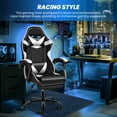 thumbnail image 3 of Ergonomic Video Game Chair with Footrest, 90°-135° Reclining Function, Adjustable Height & Lumbar Support, Swivel Seat for Long Gaming, Black White, 3 of 6