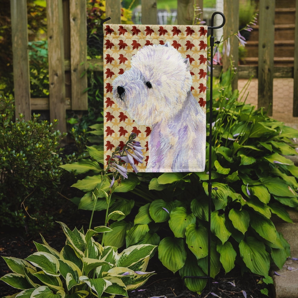Westie Fall Leaves Portrait Garden Flag