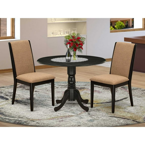 East West Furniture Dining Room Set Wirebrushed Black, DLLA3-ABK-47