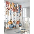 thumbnail image 3 of Fsddascl Fall Eucalyptus Pumpkins Shower Curtain Set - Standard 72" x 72" Washable Bathtub Curtain with 12 Hooks, Thanksgiving Blue Autumn Leaves Waterproof Fabric Stall Shower Curtains for Bathroom, 3 of 6
