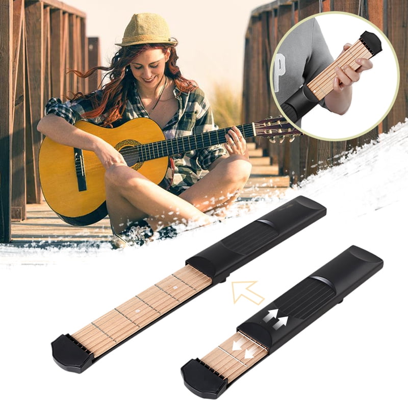 Portable Pocket Acoustic Guitar 6 Fret Modell aus Holz Akkord Werkzeug Trai E7V6 
