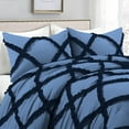 thumbnail image 2 of D.N.G. BEDDINGS 5 Piece Luxury Two Tone Diamond Ruffle Pattern Comforter Set Premium Super Soft, All Season 800 Thread Count, 100% Egyptian Cotton, Oversized Super King Size Navy-Medium Blue Color, 2 of 4