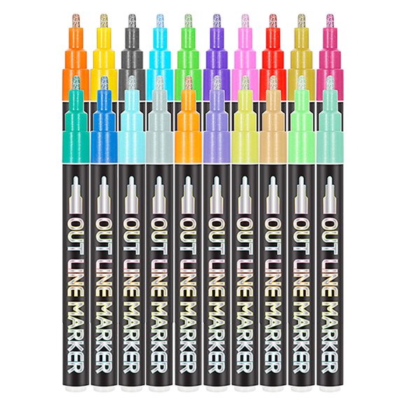 Fiudx Juego de Rotuladores Dream de Doble Trazo, Herramienta de Resaltado Metálico Diy, Punta Suave, Versátil para Manualidades, Caligrafía y Álbumes de Recortes, Tinta de Secado Rápido, Portátil, 13