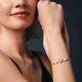 thumbnail image 4 of Gem Stone King 925 Silver & 10K Yellow Gold Green Prasiolite White Moissanite & Lab Grown Diamond Bracelet for Women | 5.46 Cttw | Gemstone | Oval 10X8MM and 8X6MM | Fully Adjustable 9 inch, 4 of 5