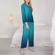 thumbnail image 3 of Balery Blue to turquoise Conjunto de Pijama con Estampado para Mujer, Conjunto de Dos Piezas con Manga Larga, Ropa de Dormir Suave con Bolsillos, Pijamas Cómodos-Medium, 3 of 7