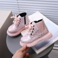 thumbnail image 5 of Sngxgn Kids Girls Ankle Boots Lace Up Boots with Side Zipper (Toddler/Little Kid)(Pink,11.5), 5 of 7