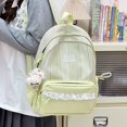 thumbnail image 4 of Plaid Patchwork Backpack, Lace Trim School Backpack with Side Bowknots, Spacious Bag with Multi-Compartment for Travel Shopping (Green), 4 of 7