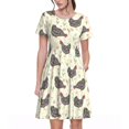 thumbnail image 1 of Bixox Robe d'Été à Manches Courtes pour Femmes Robe Ample Longueur Genou avec Poches-Dunny Chicken, 1 of 7