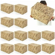 12pcs Hay Bales Paper Boxes Decor 15.7 x 9.8 x 9.8 Inch, Western Cowboy Party Straw Decor Box Photo Booth Props for Rustic Farm Country Farmhouse Retro Birthday Party Supplies