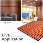 Art3d 3D Fluted Acoustic Wood Wall Panels, Cherry, 23.6'' x 47.2'', MDF, 4-Piece