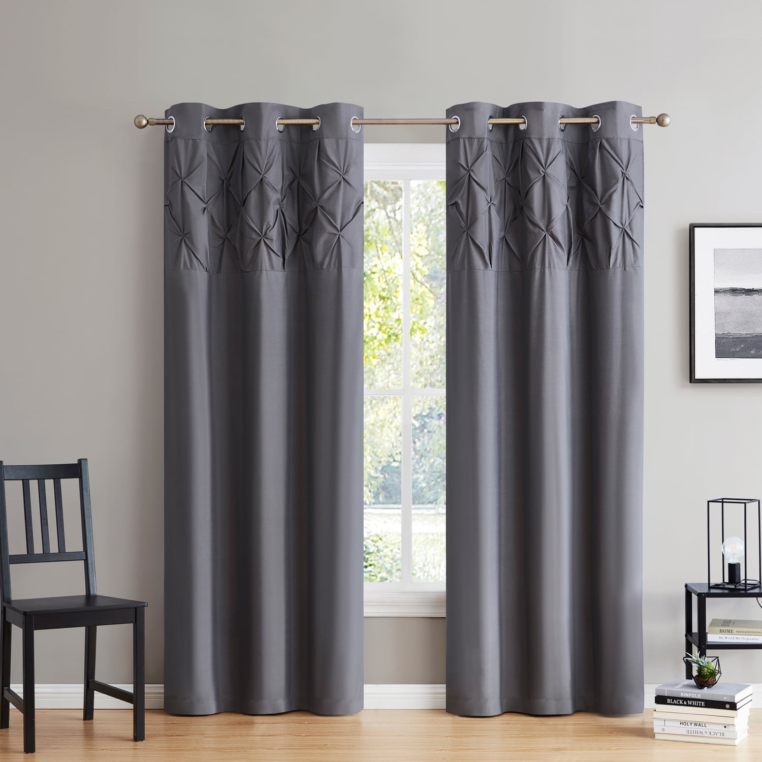 Hudson Pintuck Window Curtain Panel Pair 96"x38"