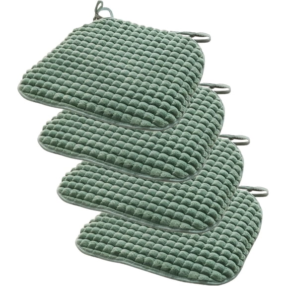 Set of 4 Chair Cushion with Ties for Dining Chairs [45x47cm] Non Slip Kitchen Dining Chair Pad and Seat Cushion with Machine Washable(Dark Green)