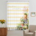 thumbnail image 2 of Spring Flowers Sheer Curtains 108" Extra Long, Country Botanical Budding Floral Pot Stripes Light Filering Curtains, Privacy Drapes Simi Floor to Veiling Curtain for Living Room Window Treatment, 2 of 9