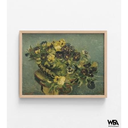 Basket of Pansies on a small table by Vincent Van Gogh  Van Gogh Flowers Floral Wall Art Van Gogh Pansies Print Flower Oil Painting Print
