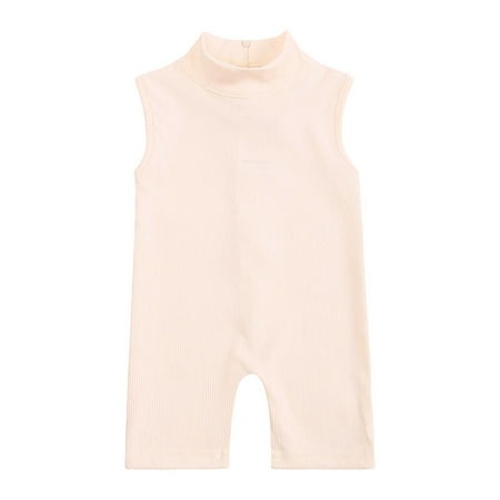 

Toddler Baby Girls Summer Solid Color Back Zip Sleeveless Bodysuit Jumpsuit