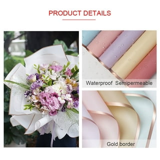 Lilac Purple Striped Waterproof Korean Floral Wrapping Paper 22.8