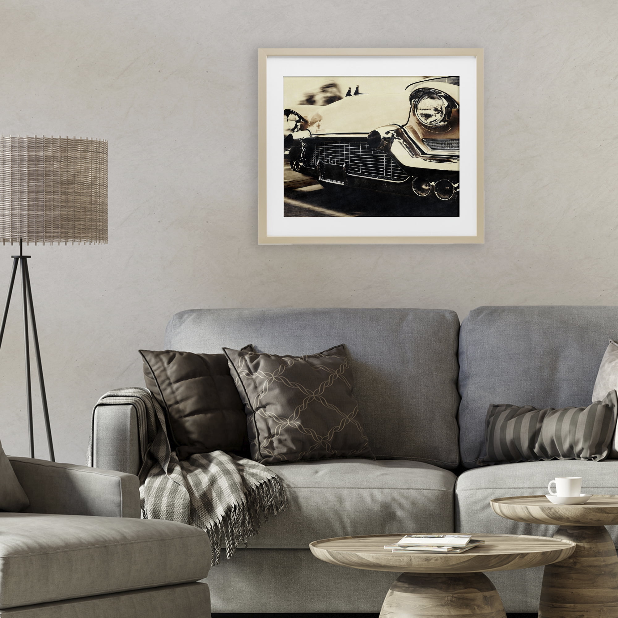Stupell Industries Vintage Ride Headlights Birch Framed Print Under Glass, design by Marcus Prime