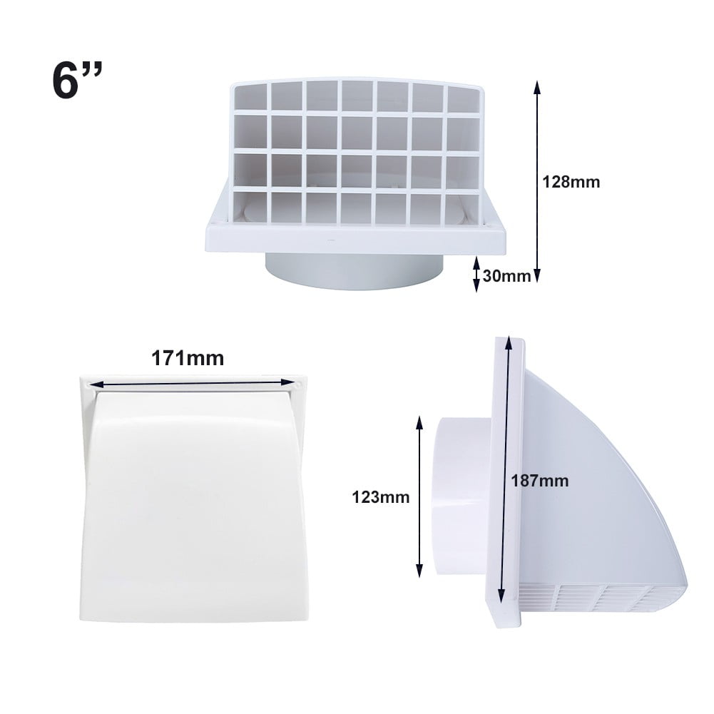 ABS Exterior Wall Ventilation Grille Range Hood Duct Air Outlet With Valve