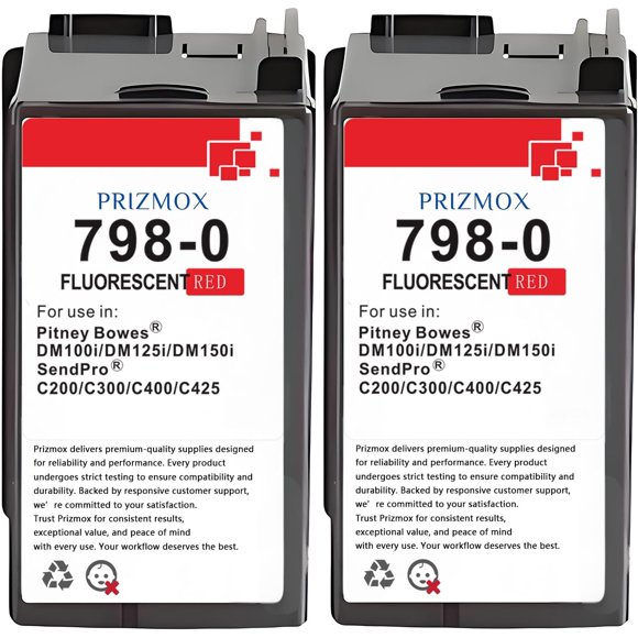 TRAHOO-2-Pack SL-798-0 Red Ink Cartridge Replacement for Pitney Bowes 798-0 Fluorescent Red Ink Cartridge for Postage Meters for Sendpro C200, C300 and C400