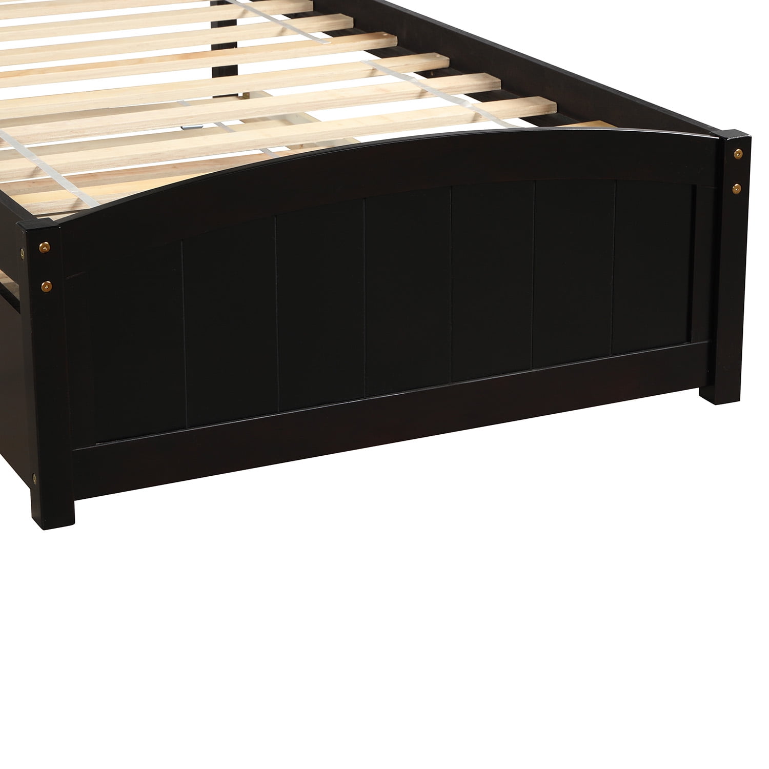 Holaki Wood Twin Size Bed with Trundle for Kids , Espresso