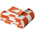 thumbnail image 2 of Throw Blanket Checkerboard Fuzzy Blanket Reversible Plush Plaid Throw Blankets (51×63in) Warm Cozy Microfiber Knit Fluffy Checkered Blanket Decor Valentine''s Gift(Burnt Orange), 2 of 6