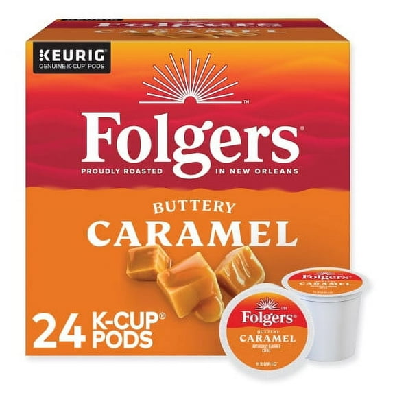 Folgers Buttery Caramel Coffee K-Cups, 24/Box, Each
